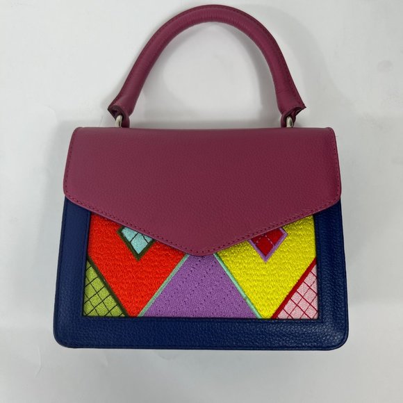 MKLM x Rocky Barnes Top Grain Leather Bag/Purse- Fuchsia/Multicolor - Picture 3 of 5